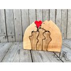 Mackócsalád- papamaci, mamamaci, 3 kisbocs - szívvel