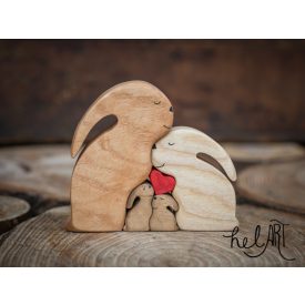   Nyuszicsalád - papanyuszi, mamanyuszi, 2 kis nyuszi - szívvel