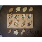 Wooden board - with leafs & bugs